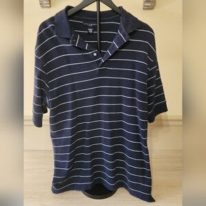 IVY CREW Navy and White Striped Polo Shirt